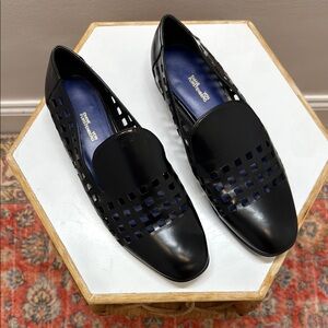 Diane Von Furstenberg Black Leather Slip-On Loafers